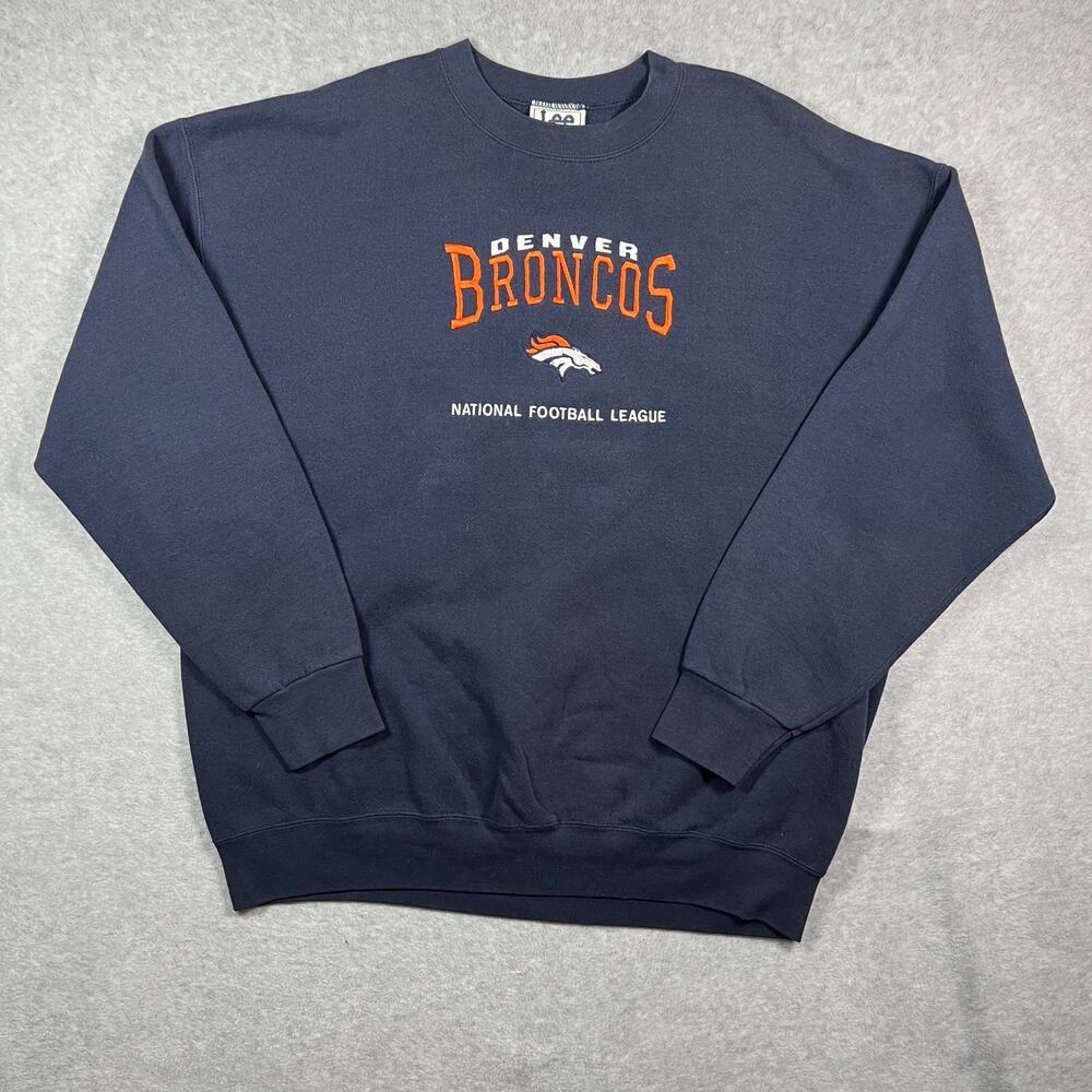 Vintage Denver Broncos NFL by Lee Sport Crewneck Sweater Blue Men's Size XXL